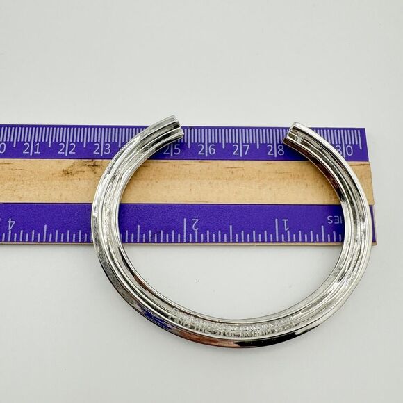 Vintage Star Shaped Cuff Bracelet Engraved Y2K Unique Affirmation Silver Tone - Picture 13 of 14